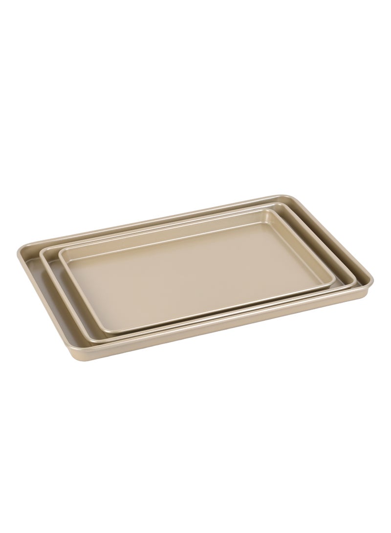 Ollieroo 3-Piece Non-Stick Baking Sheet Set with Textured Surface and Nestable Design for Even Cooking and Easy Storage - Image 1