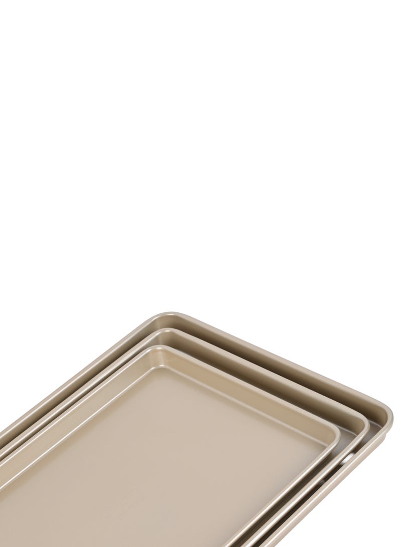 Ollieroo 3-Piece Non-Stick Baking Sheet Set with Textured Surface and Nestable Design for Even Cooking and Easy Storage - Image 3