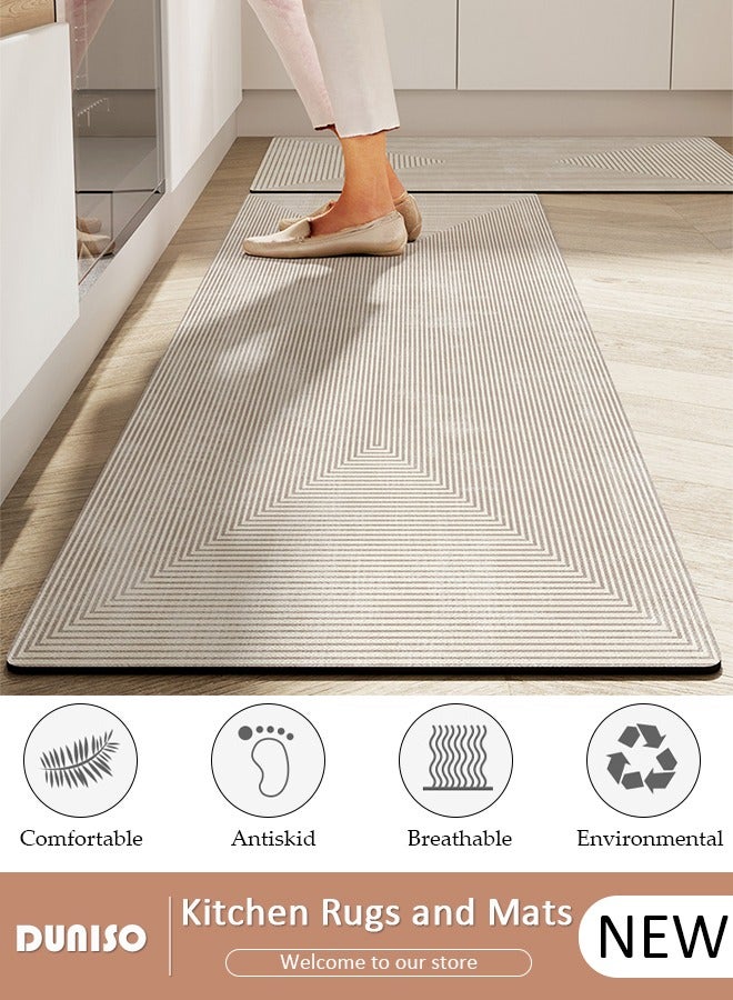 DUNISO Diatom Mud Bath Mat Set Bathroom Kitchen Rug Mat Extra Soft and Absorbent Bath Rugs Non-Slip Quick Drying Floor Bath Tub Mat for Bathroom Floor Tub and Shower 50*80CM+50*160CM  - Image 1