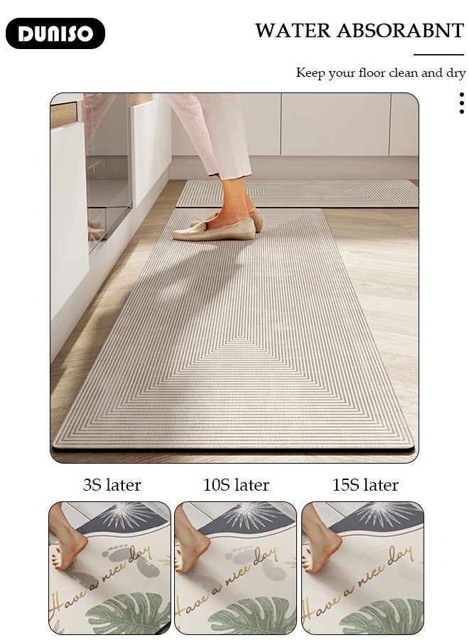 DUNISO Diatom Mud Bath Mat Set Bathroom Kitchen Rug Mat Extra Soft and Absorbent Bath Rugs Non-Slip Quick Drying Floor Bath Tub Mat for Bathroom Floor Tub and Shower 50*80CM+50*160CM  - Image 3