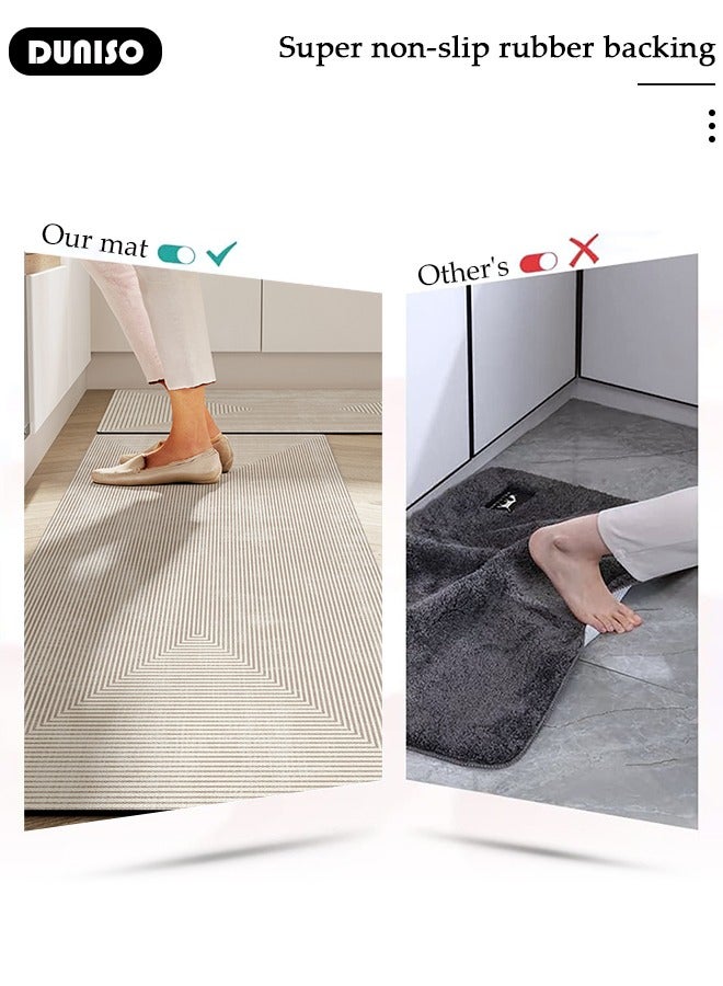 DUNISO Diatom Mud Bath Mat Set Bathroom Kitchen Rug Mat Extra Soft and Absorbent Bath Rugs Non-Slip Quick Drying Floor Bath Tub Mat for Bathroom Floor Tub and Shower 50*80CM+50*160CM  - Image 5