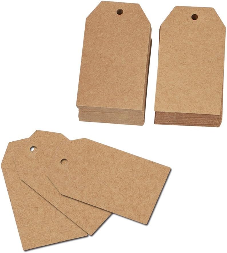 KINGLAKE 100 Pcs Christmas Gift Tags with String Kraft Paper Vintage Wedding Hang Tags 7x4cm with Natural Jute Twine - Image 4