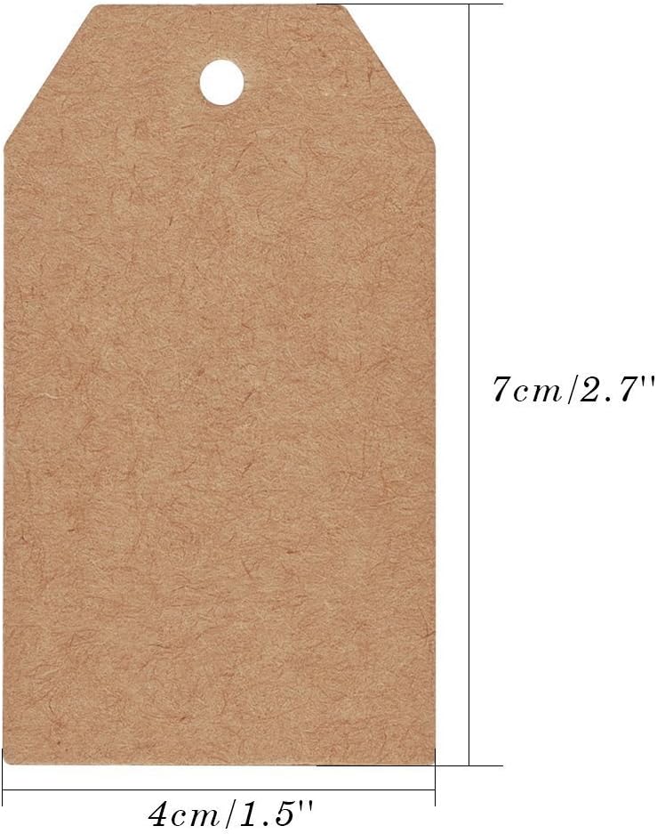 KINGLAKE 100 Pcs Christmas Gift Tags with String Kraft Paper Vintage Wedding Hang Tags 7x4cm with Natural Jute Twine - Image 3