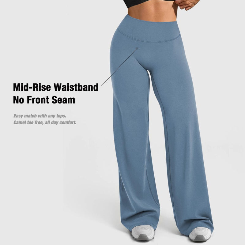 JGS1996 Wide Leg Yoga Pants Bottoms Straight Leg Leggings for Women High Waist Stretch Booty Casual Gym Workout Sweatpants - Image 3