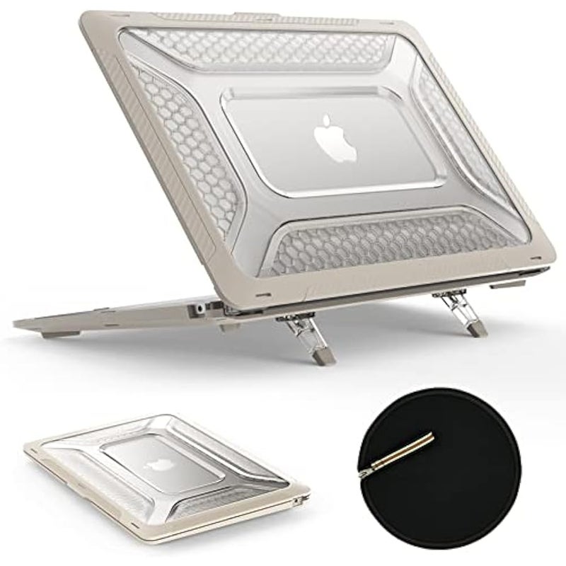 Case for MacBook Pro 16 inch 2024-2021, Shock-Absorbing Protection with Folding Stand  Mouse Pad/Bag Case for MacBook Pro 16'' M4/M3/M2/M1 (Beige) - Image 1