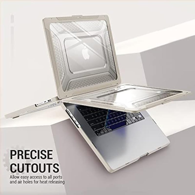 Case for MacBook Pro 16 inch 2024-2021, Shock-Absorbing Protection with Folding Stand  Mouse Pad/Bag Case for MacBook Pro 16'' M4/M3/M2/M1 (Beige) - Image 5
