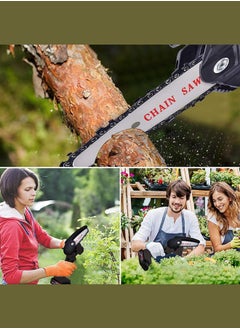 Plynox One Hand Electric Mini Chainsaw Cordless 6 Inch Small Chain Saw With Rechargeable Battery Portable Cutting Tool For Tree Branch Trimming Wood Gardening  - Image 4