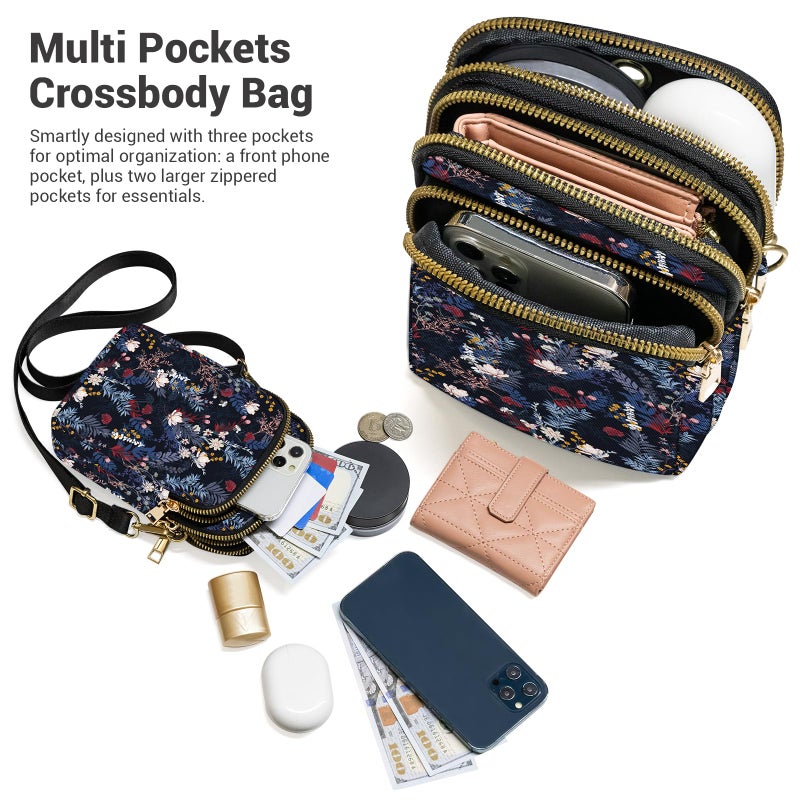 YINHEXI Small Crossbody Bags for Women, Mini Cell Phone Wallet Purse, Shoulder Bag for Women and Men (Flower-02) - Image 4