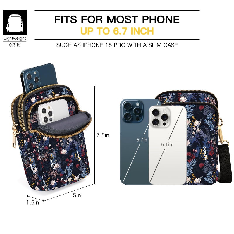 YINHEXI Small Crossbody Bags for Women, Mini Cell Phone Wallet Purse, Shoulder Bag for Women and Men (Flower-02) - Image 3