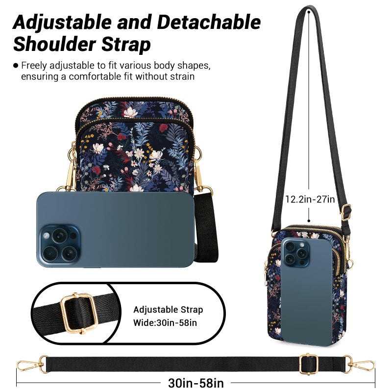 YINHEXI Small Crossbody Bags for Women, Mini Cell Phone Wallet Purse, Shoulder Bag for Women and Men (Flower-02) - Image 5