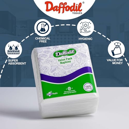 DAFFODIL Tissue Paper Napkins - 8 Packs (60 Pulls/Pack, Total 480 Pulls) Soft Tissue Paper, High Absorbent Paper Napkin, Perfect for Daily Use, Parties, and Dining Essentials. - Image 5