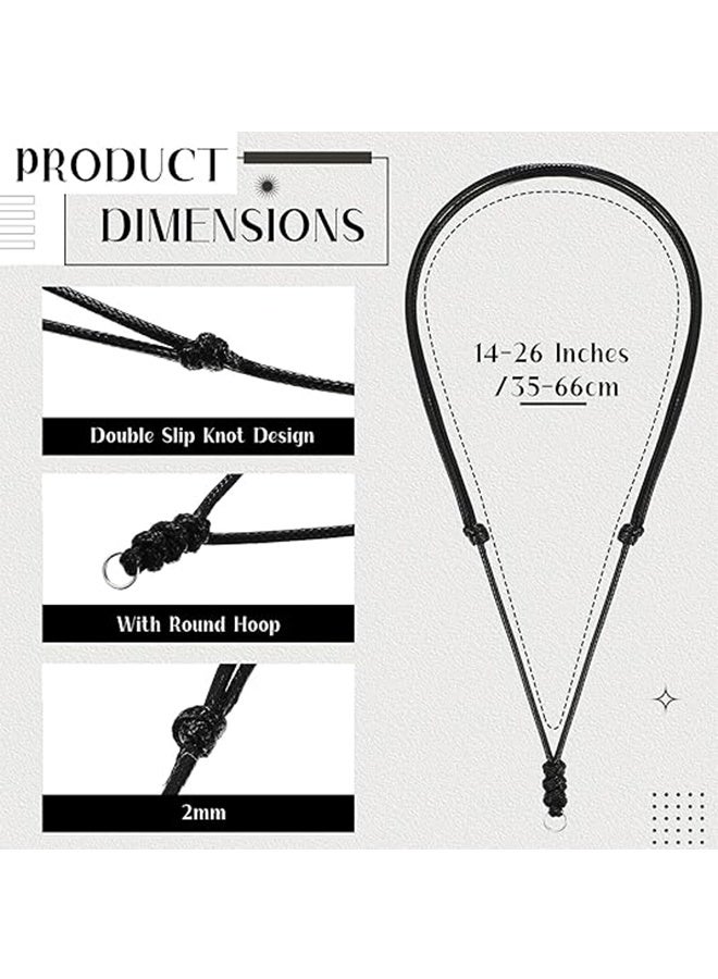 Ba Love 10 Pcs Rope Necklace for Men Women Vintage Necklace Cord Rope Adjustable Double Knotted Handmade Craft Men Choker with Metal Ring for Hanging Pendants,14-26 Inches - Image 2