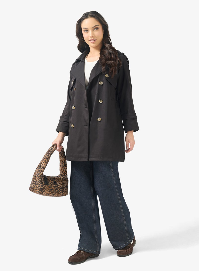Ginger Structured A Line Belted Trench Coat - Image 4