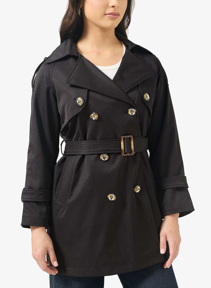 Ginger Structured A Line Belted Trench Coat - Image 3