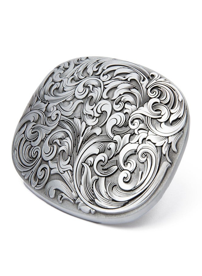 Itera Antique Engraved Floral Belt Buckle - Stylish, Heavy-Duty, Vintage Western Accessory-Silver - Image 3