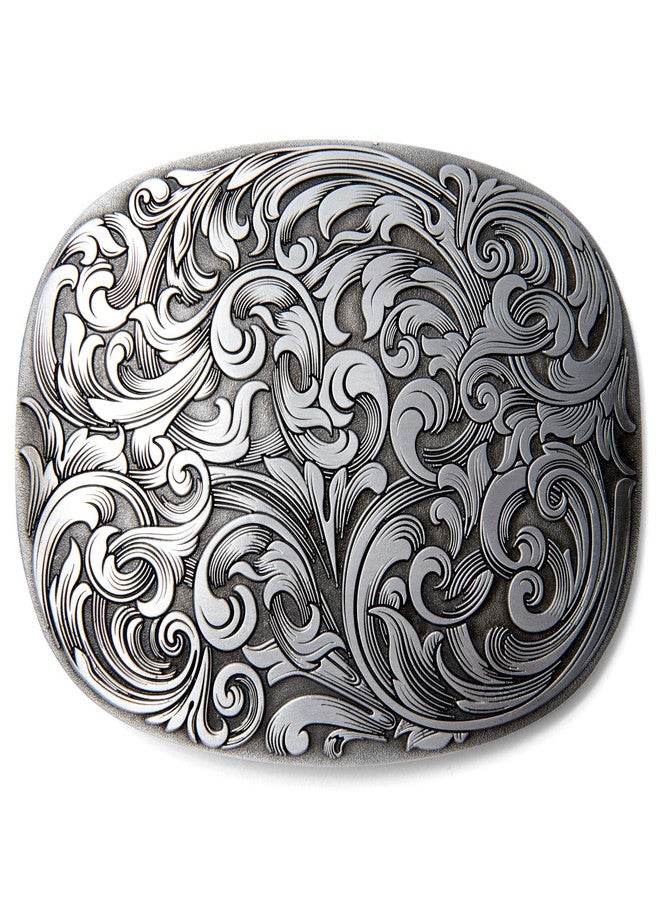 Itera Antique Engraved Floral Belt Buckle - Stylish, Heavy-Duty, Vintage Western Accessory-Silver - Image 1