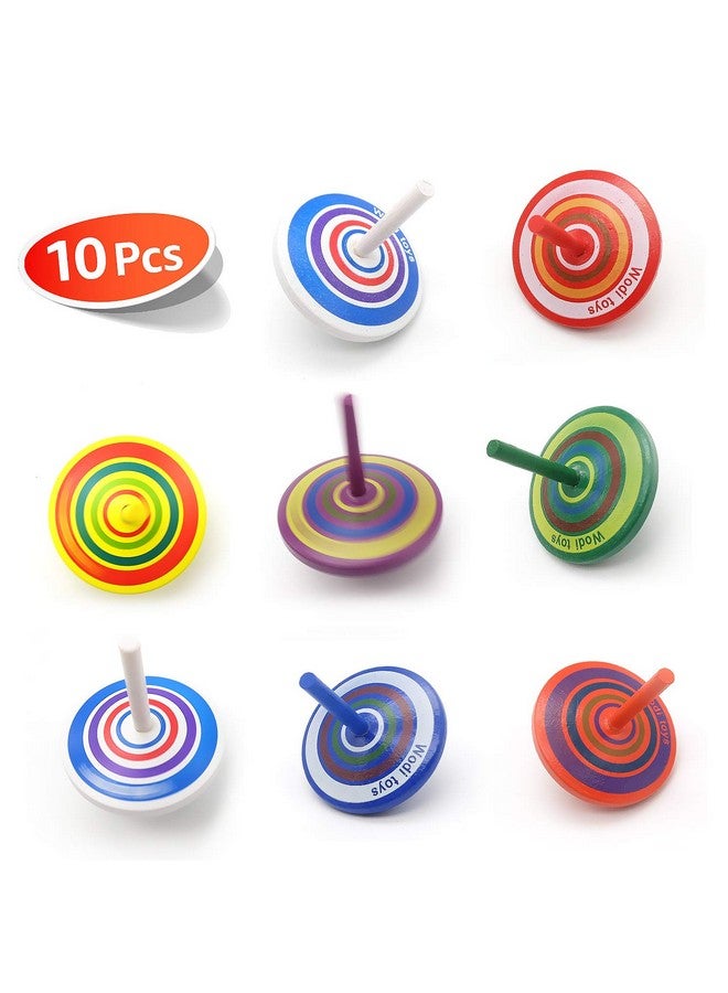 AP ARTSPER Wood Spinning, Multicolored Painted Kids Novelty Wooden Gyroscopes, Fun Flip Tops, Assorted Standard Tops, Kindergarten Education Toys - Party Favors, Prize, Great Gift, 10 Pcs/Set (Colorful)  - Image 1