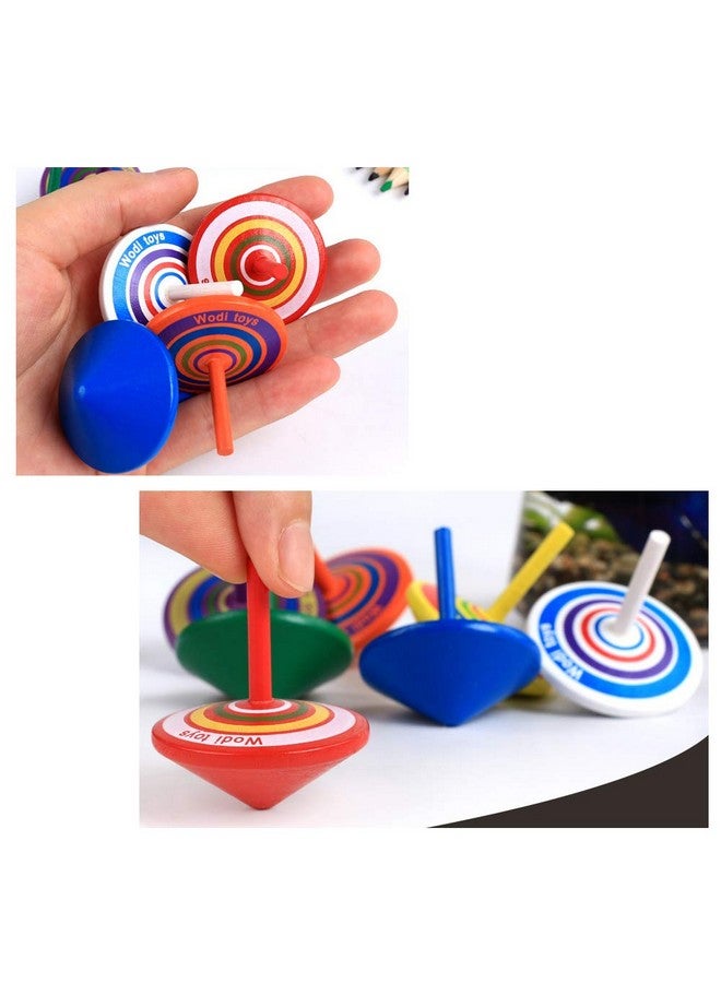 AP ARTSPER Wood Spinning, Multicolored Painted Kids Novelty Wooden Gyroscopes, Fun Flip Tops, Assorted Standard Tops, Kindergarten Education Toys - Party Favors, Prize, Great Gift, 10 Pcs/Set (Colorful)  - Image 3
