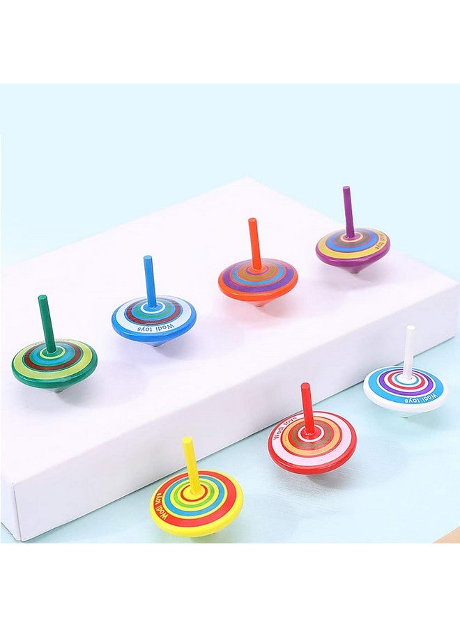 AP ARTSPER Wood Spinning, Multicolored Painted Kids Novelty Wooden Gyroscopes, Fun Flip Tops, Assorted Standard Tops, Kindergarten Education Toys - Party Favors, Prize, Great Gift, 10 Pcs/Set (Colorful)  - Image 2