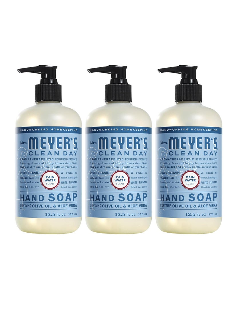 Mrs. Meyer's Clean Day - MRS. MEYER'S CLEAN DAY Hand Soap, Made with Essential Oils, Biodegradable Formula, Rain Water, 12.5 fl. oz - Pack of 3 - Image 1