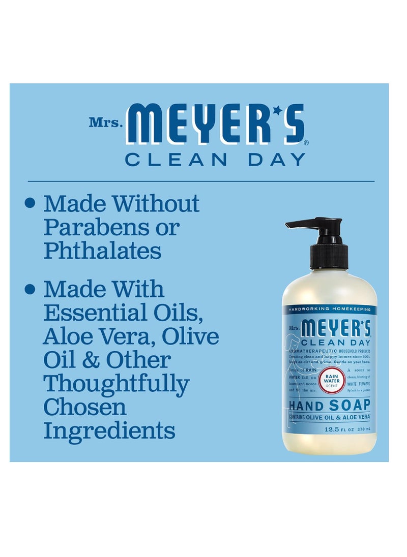 Mrs. Meyer's Clean Day - MRS. MEYER'S CLEAN DAY Hand Soap, Made with Essential Oils, Biodegradable Formula, Rain Water, 12.5 fl. oz - Pack of 3 - Image 1