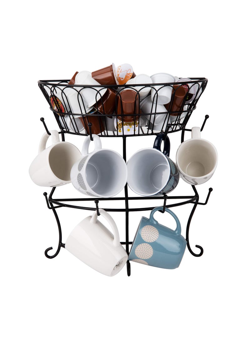 Mind Reader Mind Reader Single Serve Coffee Pod Organizer  Mug Tree 22 pod and 8 Mug Capacity Metal 9 L x 9 W x 1775 H Black 
