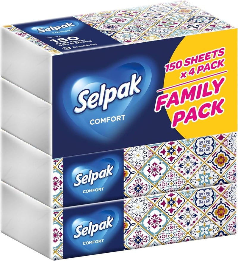 Selpak Comfort Facial Tissue 150 sheets 2 ply, Pack of 4 - Image 3