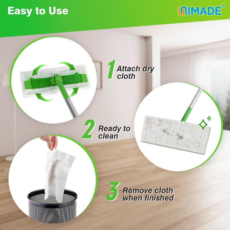 مناديل تنظيف جافة من ، عدد 52 قطعة، مناسبة لاستخدامها مع مكنسة Swiffer – مناديل تنظيف قابلة للتخلص لتنظيف الغبار عن الأرضيات الخشبية. - Image 3