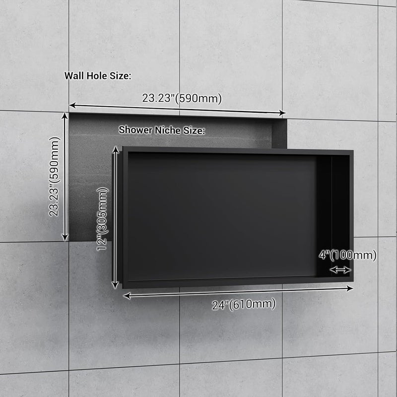 MERRANOX No Tile Needed Matte Black Shower Niche Insert – Retrofit Waterproof 304 Stainless, Sloped Base, 24''×12'' Recessed Shelf for Contractor Remodel Showers - Image 3