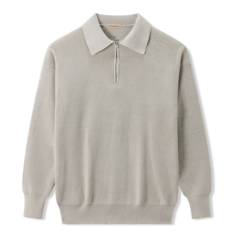 Mens Classic Knitted Sweater Casual Autumn Style Khaki - Image 4