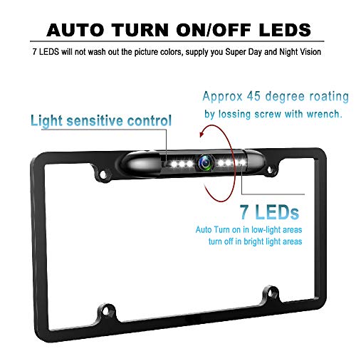 GLK License Plate Backup Camera HD Front Rear View Reverse Camera with 7 LED Night Vision 170 Degree Viewing Angle, Waterproof, for Cars - Image 2