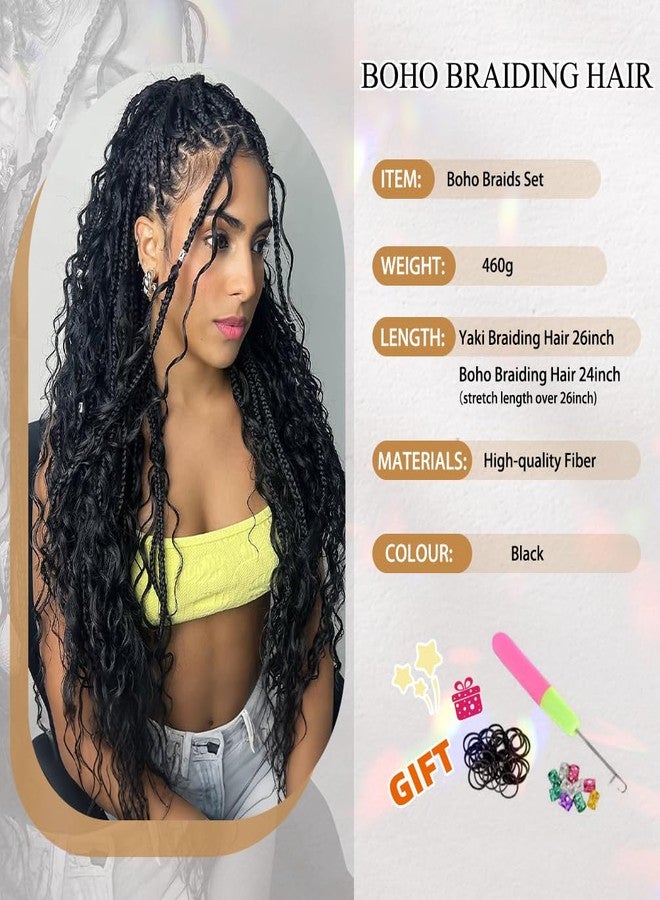 MODSIGHT Boho Braiding Hair Pre Stretched - Deep Wave Curly Prestretched Braiding Hair Extensions for Boho Braids(Black) - Image 4