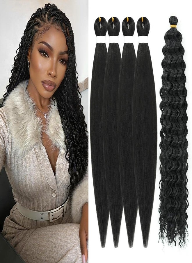 MODSIGHT Boho Braiding Hair Pre Stretched - Deep Wave Curly Prestretched Braiding Hair Extensions for Boho Braids(Black) - Image 1