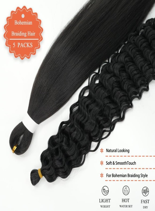 MODSIGHT Boho Braiding Hair Pre Stretched - Deep Wave Curly Prestretched Braiding Hair Extensions for Boho Braids(Black) - Image 5