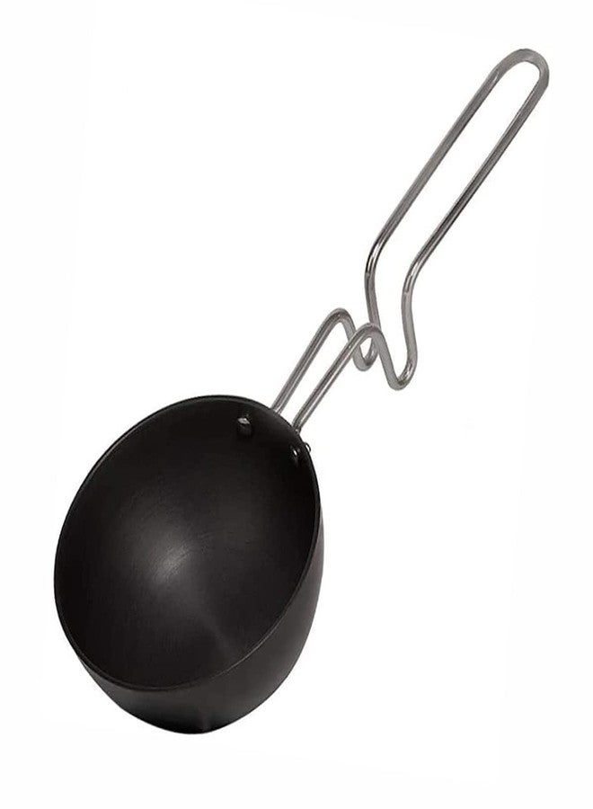 PUTHAK Hard Anodized Small Tadka Pan - 9.4cm Aluminum Tempering Pan for Spices & Seasoning (Black)