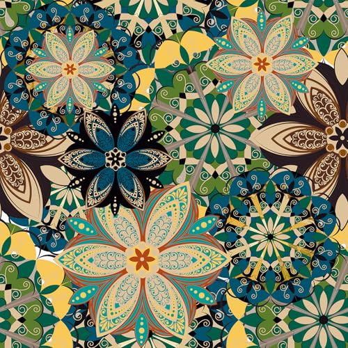 Wallderful Peel and Stick Boho Wallpaper - Green Yellow Blue Floral Vintage Self Adhesive Contact Paper for Accent Wall, Backsplash, Cabinets - Bohemian Style 17.5"x102" - Image 2