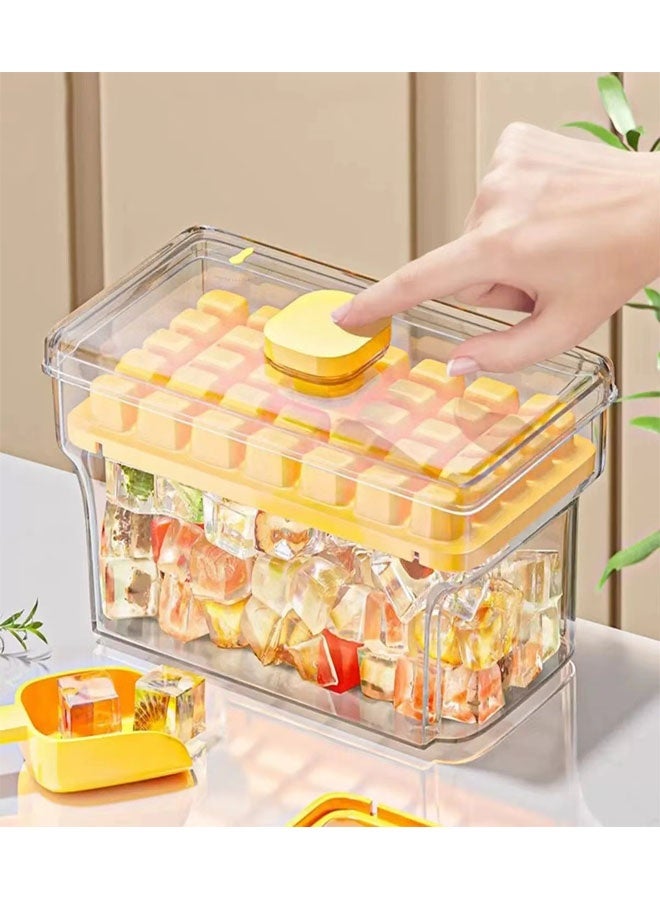 Ice Cube Tray, 64 Nuggets Silicone Ice Cube Tray with Lid and Bin, Press Easy Ice Release, Ice Maker For Freezer, Juice, Beverage, Whiskey (Green with Bin)
