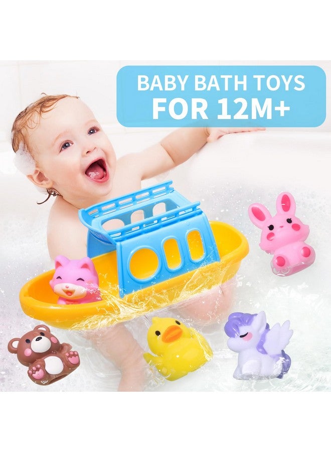 Oriate Bath Boat Toys, Finger Puppets for Kids, 5 PCS Rubber Duck Finger Puppets and 1 Boat, Sensory Learning Toy Set in The Bathtub, Pool, Beach - Image 4