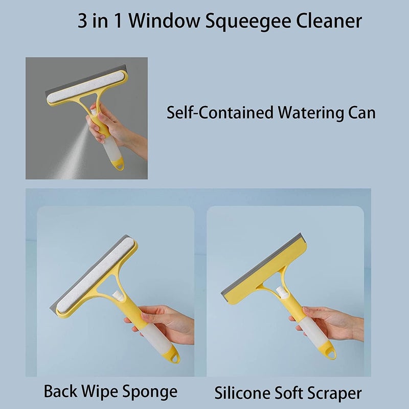 woobles 3 in 1 Window Cleaning Tool for Car Indoor Outdoor High Windows, Window Squeegee with Spray 3 in 1 Window Squeegee Cleaner, All-Purpose Household Window Cleaning Tool Quick Cleaning (Blue+White) Blue+white - Image 3