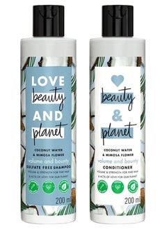 Love Beauty And Planet Coconut Water and Mimosa Flower Volume and Bounty Shampoo Conditioner No Parabens No Dyes 100% Coconut Oil 200ML