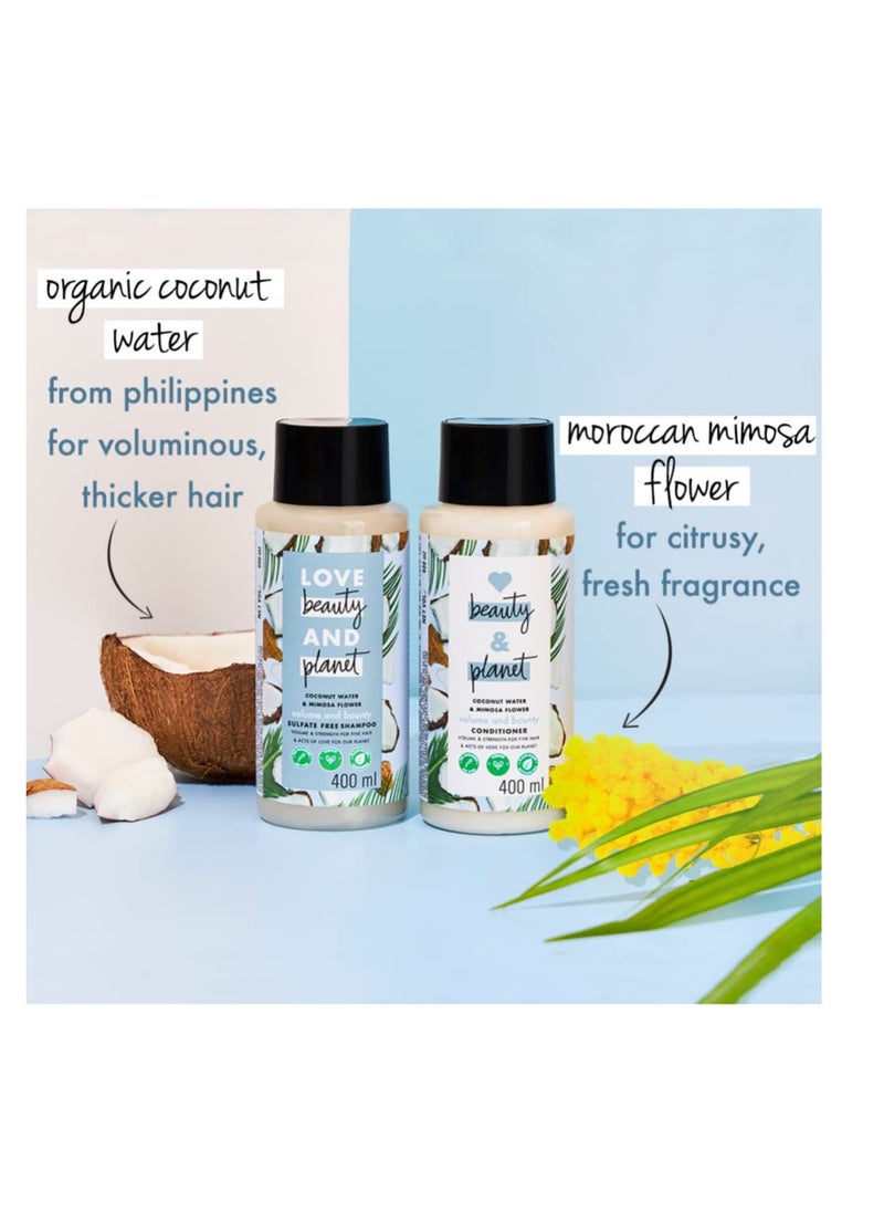 Love Beauty & Planet - Love Beauty And Planet Coconut Water and Mimosa Flower Volume and Bounty Shampoo Conditioner No Parabens No Dyes 100% Coconut Oil 200ML - Image 1