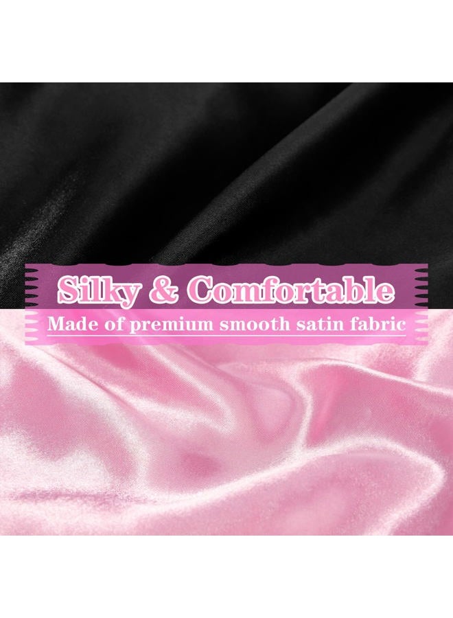 JEFHOMKIT Jumbo Bonnet,Reversible Double Layer Satin Bonnet for Black Women,Adjustable Extra Large Sleeping Satin Lined Bonnet,Silk Bonnet Night Cap with Wide Tie Band for Braids Long Curly Hair(Black Pink) - Image 4