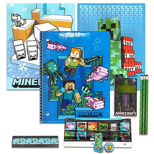 Minecraft School Supplies Set - Boys' Minecraft Pencil Case & Notebook Bundle with Stickers, Door Hanger & More - Image 3