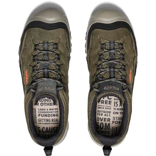 Keen أحذية المشي لمسافات طويلة KEEN للرجال Targhee 4 Vent المتينة والقابلة للتنفس، زيتوني داكن/لهب ذهبي، 8.5 - Image 5