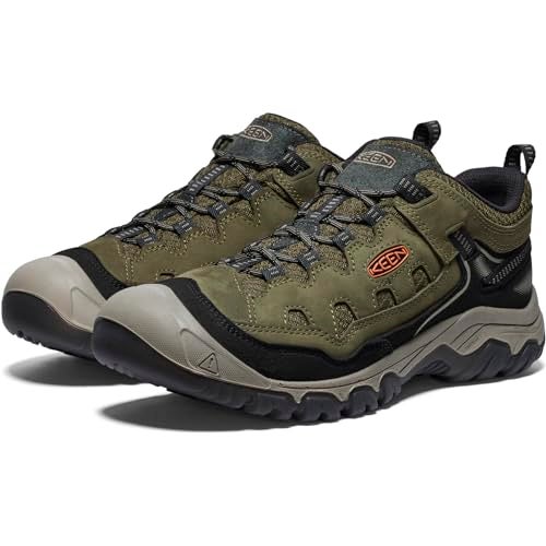Keen أحذية المشي لمسافات طويلة KEEN للرجال Targhee 4 Vent المتينة والقابلة للتنفس، زيتوني داكن/لهب ذهبي، 8.5 - Image 4