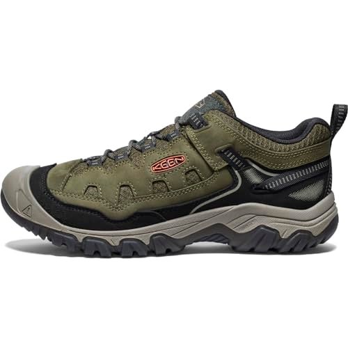 Keen أحذية المشي لمسافات طويلة KEEN للرجال Targhee 4 Vent المتينة والقابلة للتنفس، زيتوني داكن/لهب ذهبي، 8.5 - Image 3