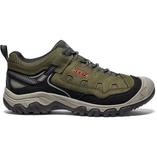 Keen أحذية المشي لمسافات طويلة KEEN للرجال Targhee 4 Vent المتينة والقابلة للتنفس، زيتوني داكن/لهب ذهبي، 8.5 - Image 2