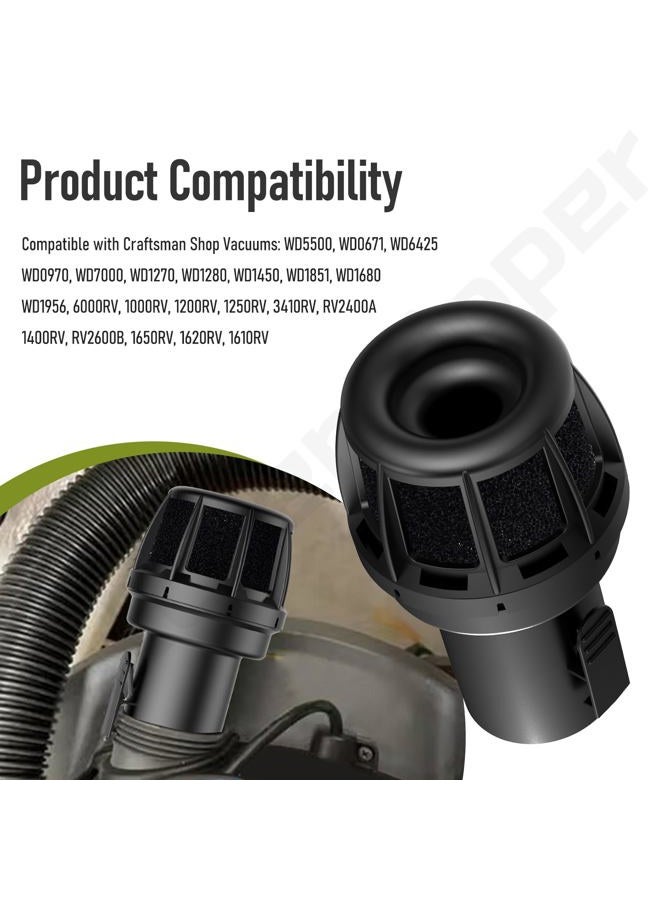 KitchenKipper WS25025A 2-1/2inch Muffler Diffuser Wet/Dry Vac Attachment Compatible with Craftsman Shop Vacuums, Fits Most vacs with a standard 2-1/2" exhaust port - Image 3