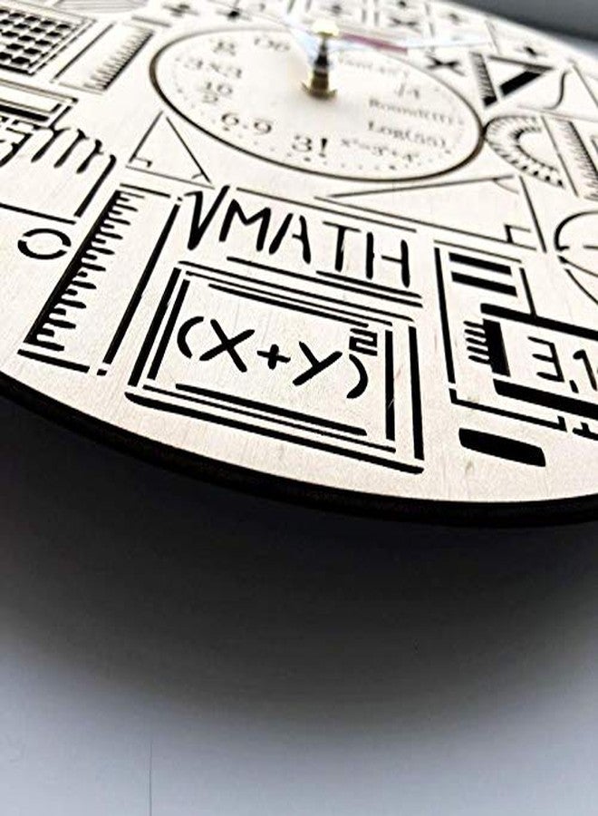 NABSTER Eco Wood Unique Math Wall Clock with Silent Quartz Movement (Beige) - Image 4