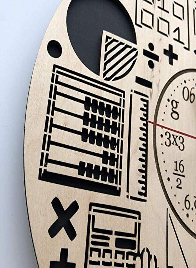 NABSTER Eco Wood Unique Math Wall Clock with Silent Quartz Movement (Beige) - Image 2